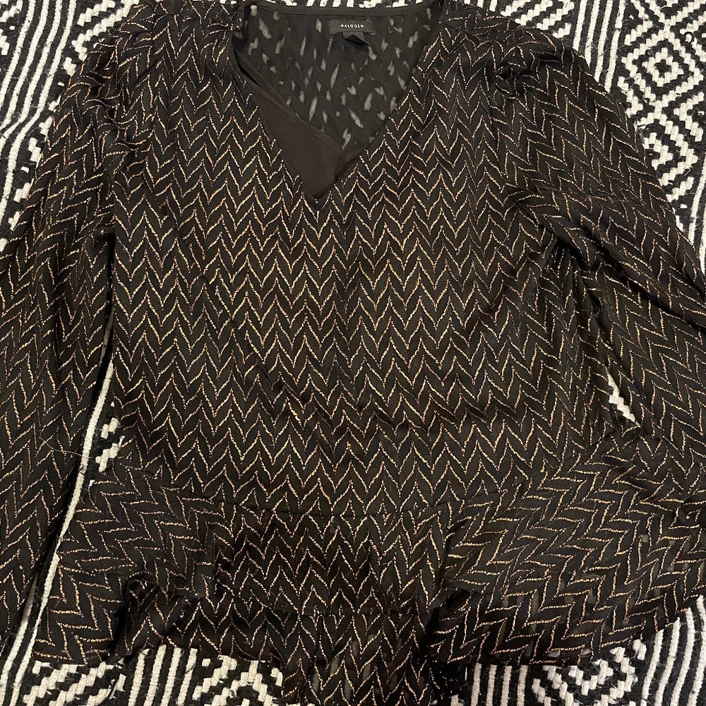 Black and gold glitter top